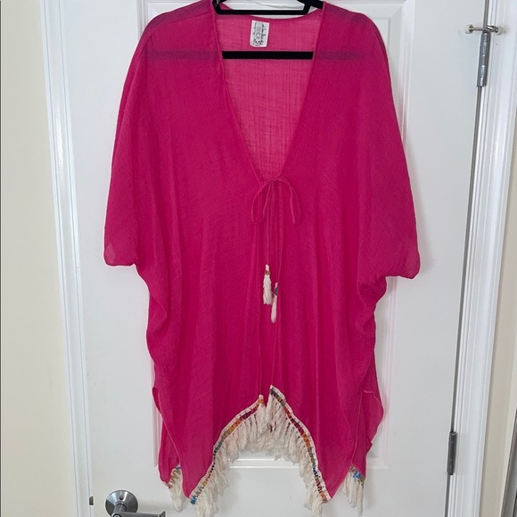 BECCA Pink Tassel Swim Coverup - Picture 1 of 9